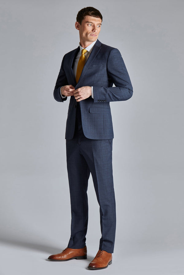 ARAT-Suits-Navy Textured Check Trouser- Ted Baker Romania